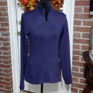 Champion Duodry purple full zip front track jacket stretch Size Small EUC